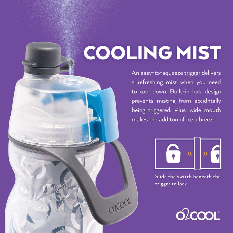 O2COOL Mist N Sip 2-in-1 Misting Water Bottle, 20 oz (2 Pack Football), Reusable Sports Bottle with Pull Top Spout & High Flow Rate - BPA Free, Insulated, Lightweight - Image 5